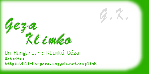 geza klimko business card